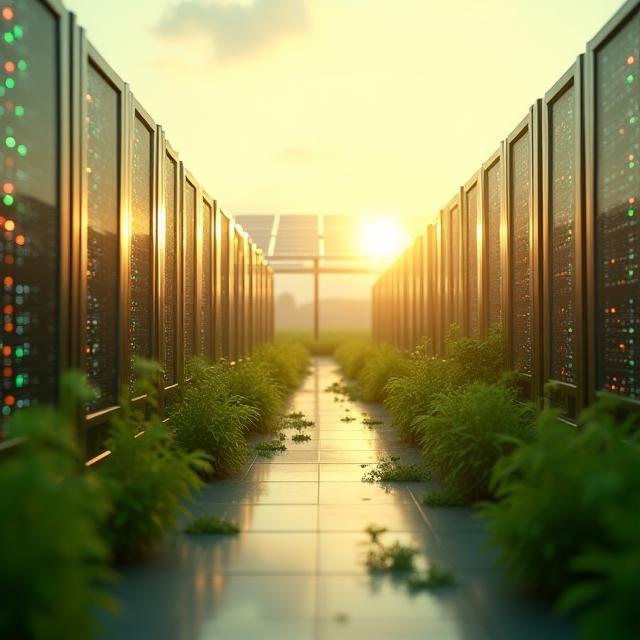 Groen serverpark met zonnepanelen